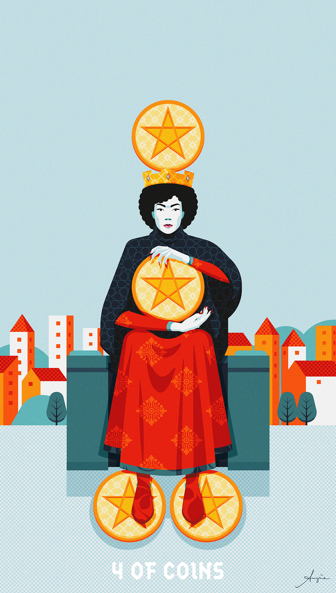 Tarot Deck: 4 of Coins