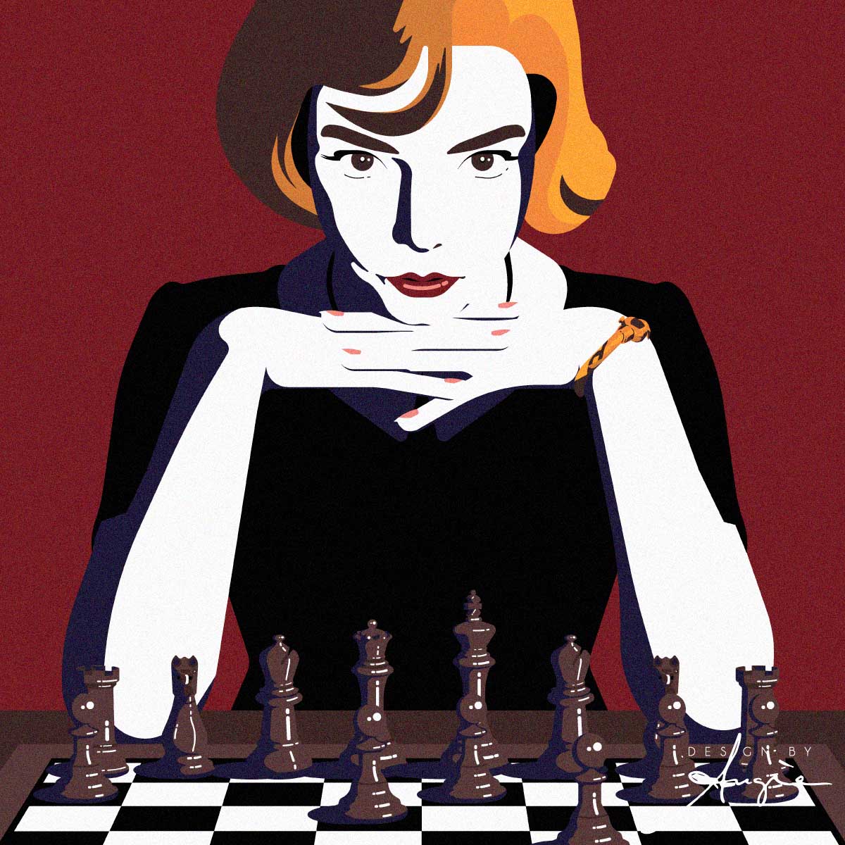 Queen's Gambit tribute illustration Queen's Gambit tribute illustration