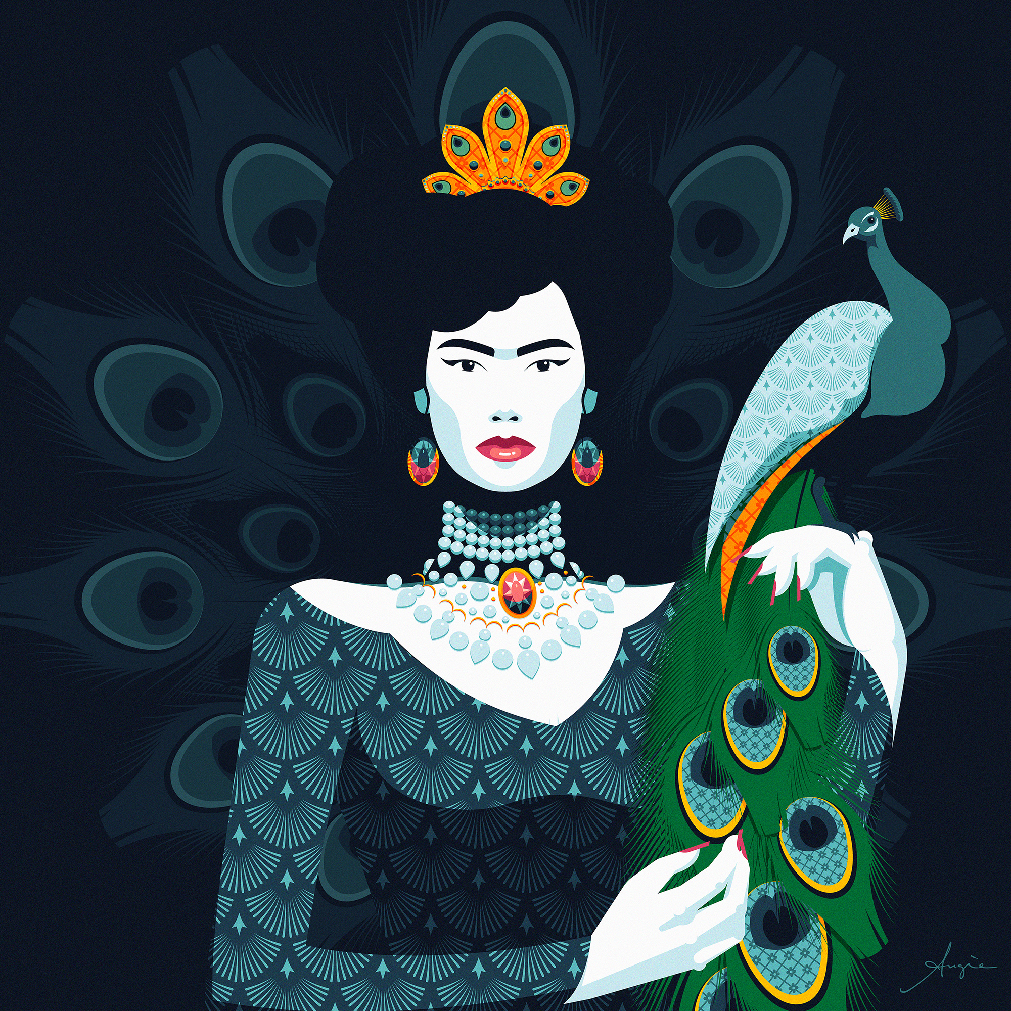 NFT art: Woman with Peacock NFT art: Woman with Peacock